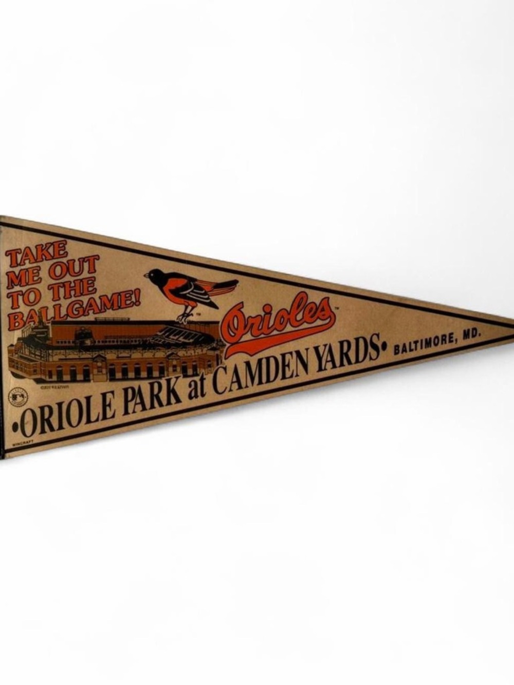 Vintage 1990s Orioles Camden Yards Vintage Pennant - Orange and Black